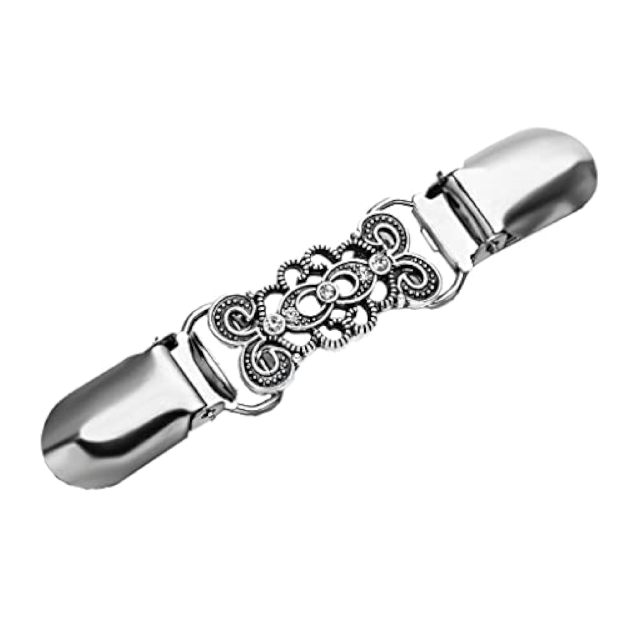 Silver Crystal Brooch Clip for Shawls and Scarves
